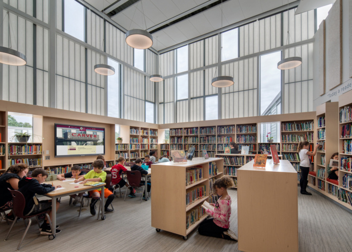 elementary library with natural lighting